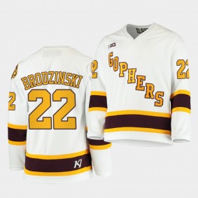 Bryce Brodzinski Minnesota Golden Gophers 2020-21 White 100th Season College Hockey Jersey