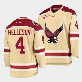 Drew Helleson Boston College Eagles 4 College Hockey Beige 2021-22 Jersey