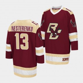 Boston College Eagles Nikita Nesterenko Maroon College Hockey 2021-22 Away Jersey