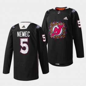 Simon Nemec 2022 NHL Draft New Jersey Devils #5 Black Jersey Hispanic Heritage