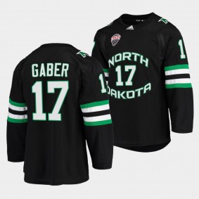 Riese Gaber North Dakota Fighting Hawks 17 College Hockey Black 2022 Jersey