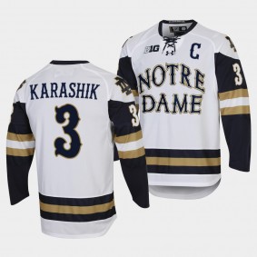 Adam Karashik Notre Dame Fighting Irish College Hockey White Home Jersey 3