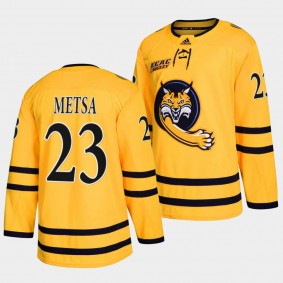 Zach Metsa Quinnipiac Bobcats 23 College Hockey Gold 2022 Jersey