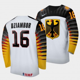 Germany Hockey #16 Arkadiusz Dziambor 2022 IIHF World Junior Championship White Jersey Home