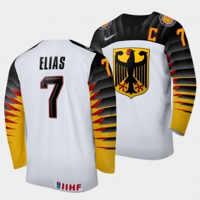 Germany Hockey #7 Florian Elias 2022 IIHF World Junior Championship White Jersey Home