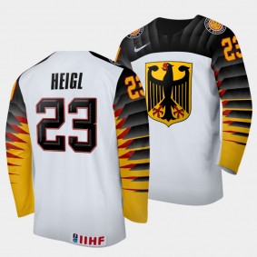 Germany Hockey #23 Thomas Heigl 2022 IIHF World Junior Championship White Jersey Home