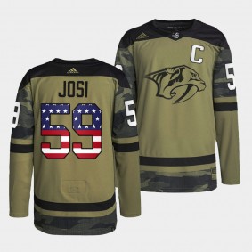 Nashville Predators 59 Roman Josi 2022 Military Appreciation Practice Camo Jersey