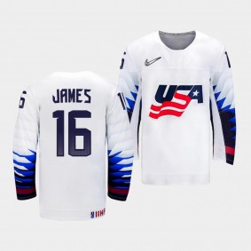 USA Hockey #16 Dominic James 2022 IIHF World Junior Championship White Jersey Home