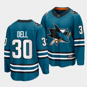 San Jose Sharks #30 Aaron Dell Home 2022-23 Teal The Evolve Jersey