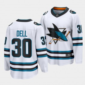 Aaron Dell San Jose Sharks 2022-23 Away White The Evolve Jersey Men's