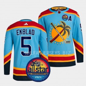 Florida Panthers 2023 All-Star Patch Aaron Ekblad #5 Blue Reverse Retro Jersey Men's