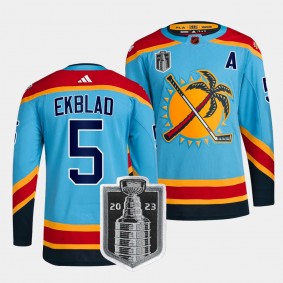 Florida Panthers 2023 Stanley Cup Final Aaron Ekblad #5 Blue Reverse Retro Jersey Men's