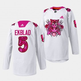 Pink in the Rink Aaron Ekblad Florida Panthers White #5 Limited Jersey 2023