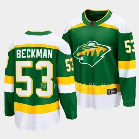 Minnesota Wild Adam Beckman Special Edition 2.0 2022 Green Breakaway Retro Jersey Men's