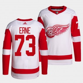 Adam Erne Red Wings Away White Jersey #73 Primegreen Authentic Pro