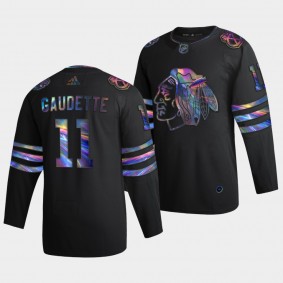 Chicago Blackhawks Adam Gaudette Iridescent Holographic #11 Black Jersey Authentic