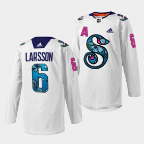 Adam Larsson Seattle Kraken Pride Night 2022 White Warmup Jersey