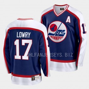 90s Night Winnipeg Jets Adam Lowry #17 Vintage Jersey Navy