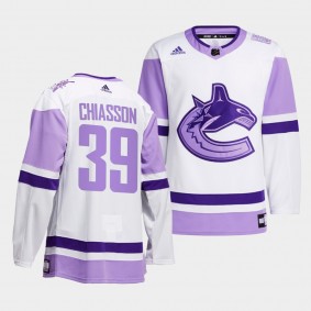 Vancouver Canucks Alex Chiasson 2021 HockeyFightsCancer Jersey #39 White Special warm-up