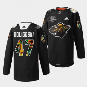 Minnesota Wild Alex Goligoski 2022 Black History Month #47 Black Jersey Practice