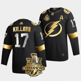 3x Stanley Cup Champions Tampa Bay Lightning Alex Killorn Black Golden Authentic 17 Jersey