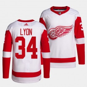 Detroit Red Wings Primegreen Alex Lyon #34 White Jersey Away