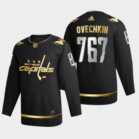 Capitals #8 Alex Ovechkin 767 Goals Jersey Black Golden Edition