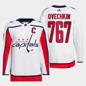 Alex Ovechkin #8 Capitals 767 NHL Goals Jersey White 3rd Most Goals All-time