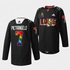 Vegas Golden Knights Alex Pietrangelo LGBTQ Pride Night 2022 #7 Black Jersey Rainbow Practice