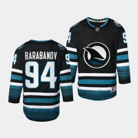 San Jose Sharks #94 Alexander Barabanov 2023-24 Cali Fin 3rd Alternate Replica Black Youth Jersey