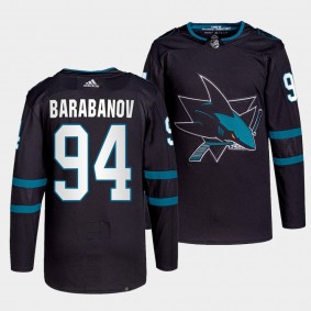 Alexander Barabanov #94 Sharks Alternate Black Jersey 2021-22 Authentic Pro