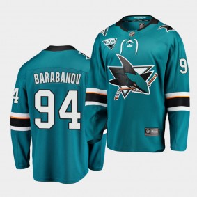 Alexander Barabanov San Jose Sharks 2021 Home Men Teal 30th Anniversary Jersey