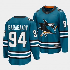 San Jose Sharks #94 Alexander Barabanov Home 2022-23 Teal The Evolve Jersey