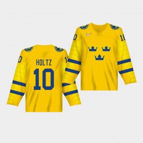 Alexander Holtz 2020 IIHF World Junior Championship #10 Yellow Jersey