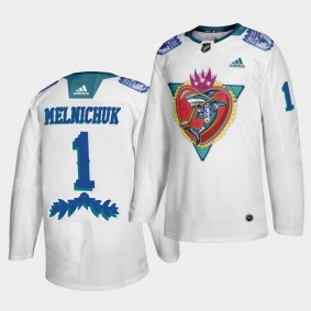 Alexei Melnichuk #1 Sharks 2021 Los Tiburones Night Special White Jersey