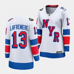 New York Rangers Alexis Lafreniere 2024 NHL Stadium Series Breakaway Player Women White Jersey