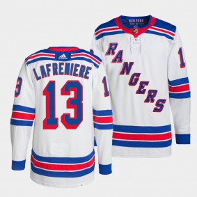 Alexis Lafreniere Rangers Away White Jersey #13 Primegreen Authentic Pro