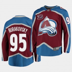 Andre Burakovsky Colorado Avalanche 2020-21 25th Anniversary Burgundy Home Men Jersey