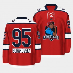 Andre Burakovsky Colorado Avalanche Riveters Black Rosie 2022 Red Black History Month Jersey