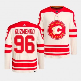 Calgary Flames Authentic Primegreen Andrei Kuzmenko #96 Cream Jersey 2023 NHL Heritage Classic