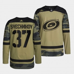 Andrei Svechnikov Carolina Hurricanes Military Appreciation Camo Jersey Practice