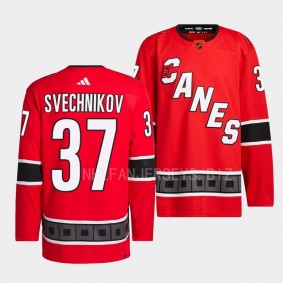 Andrei Svechnikov Carolina Hurricanes 2022 Reverse Retro 2.0 Red #37 Authentic Primegreen Jersey Men's