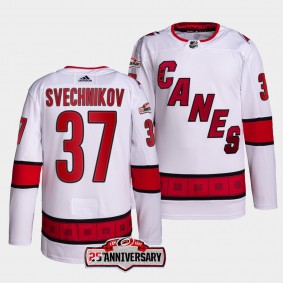 Carolina Hurricanes 25th Anniversary Andrei Svechnikov #37 White Jersey 2022-23 Authentic Away