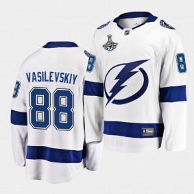 Tampa Bay Lightning Andrei Vasilevskiy 2020 Stanley Cup Champions Away White Men Jersey