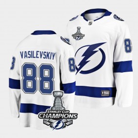 Lightning 2021 Stanley Cup Champions Andrei Vasilevskiy 88 White Away Youth Jersey