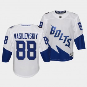 Andrei Vasilevskiy Youth Jersey Lightning 2022 Stadium Series White Fanatics Jersey