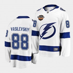 Tampa Bay Lightning Andrei Vasilevskiy 2021 Central Division Patch White Jersey Away