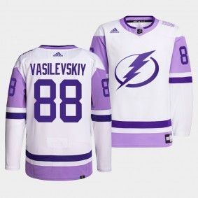 Tampa Bay Lightning Andrei Vasilevskiy 2021 HockeyFightsCancer Jersey #88 White Primegreen