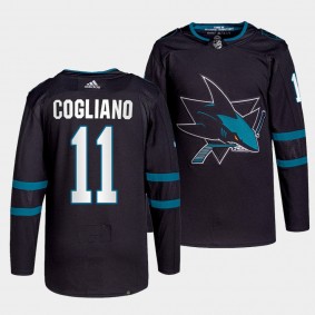 Andrew Cogliano #11 Sharks Alternate Black Jersey 2021-22 Authentic Pro