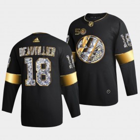 Anthony Beauvillier New York Islanders Golden Diamond #18 Black 50th Anniversary Jersey